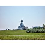 Retired WW II battleship USS Alabama lists in Mobile, Ala.