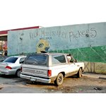 Mural at Dolly's honors Kiln, Miss. native Brett Favre, <br> quarterback of Wisconsin's Green Bay Packers. <br> Wisconsin delivered vital Katrina relief to Kiln area.